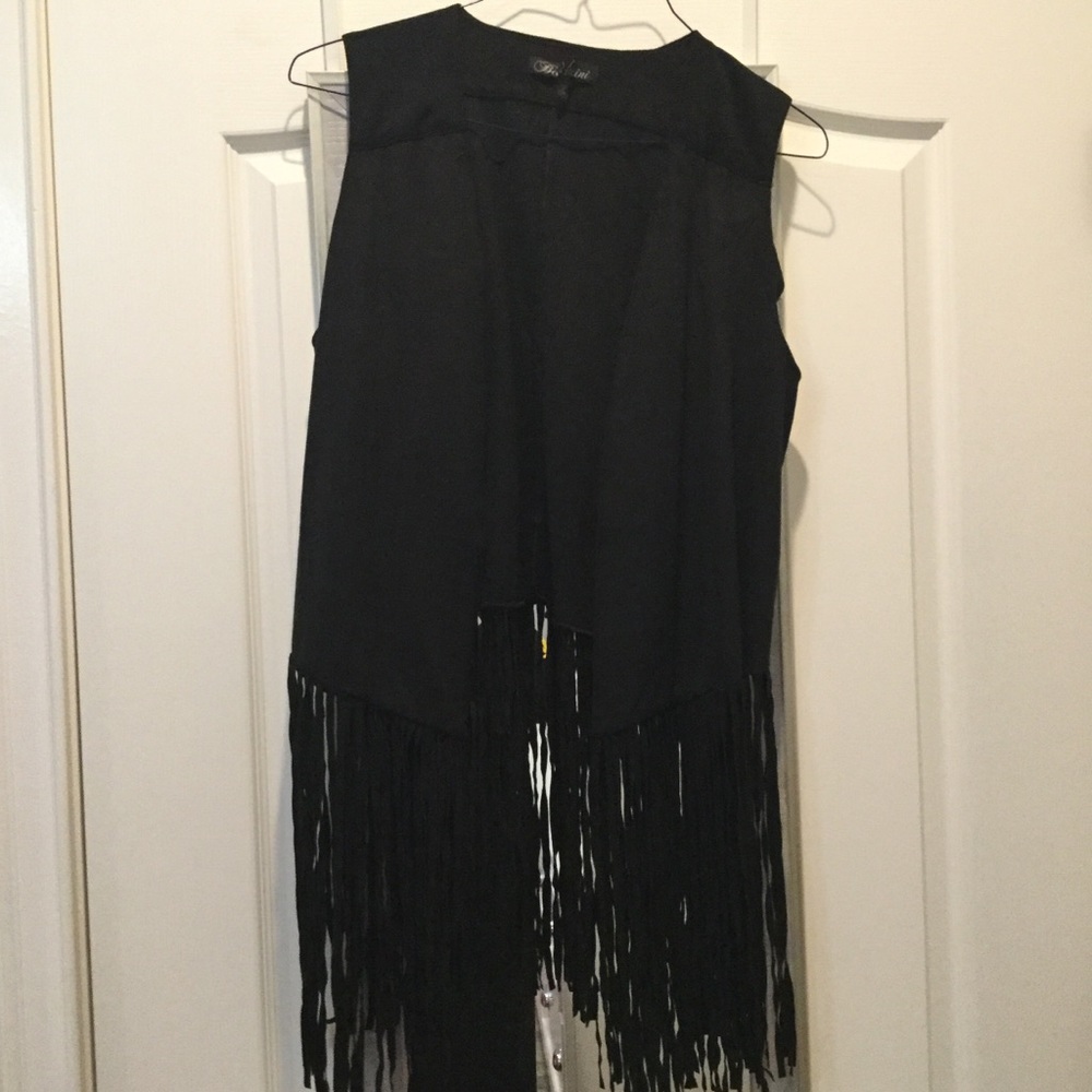 Black fringe vest